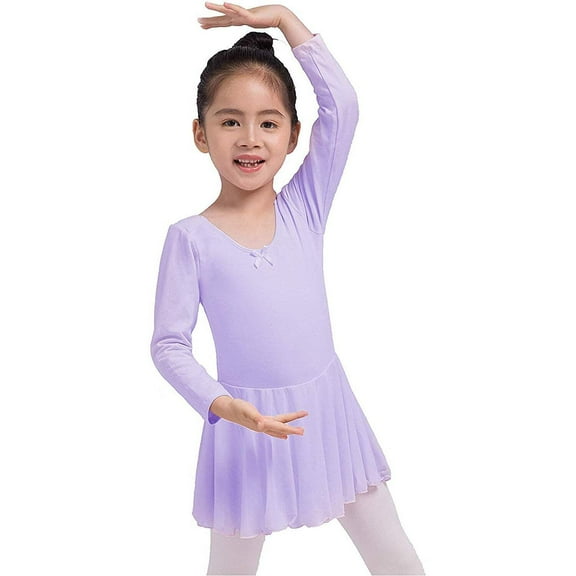 Dancina Girls Long Sleeve Skirted Ballet Leotard Dress