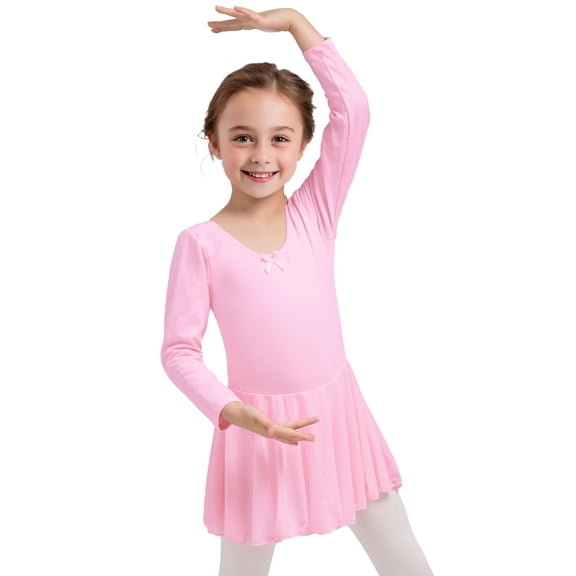 Dancina Girls Long Sleeve Skirted Ballet Leotard Dress