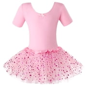 Girls Ballet Dress with Tutu, Sparkly Skirted Leotard, Stretch Dancewear for Ballet & Dance Class