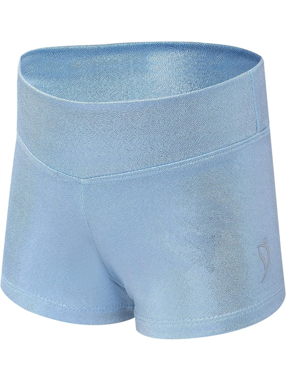 Gymnastics Shorts Athletic Dance Wear - for Little and Big Girls in Classic and New Metallic Ice Colors