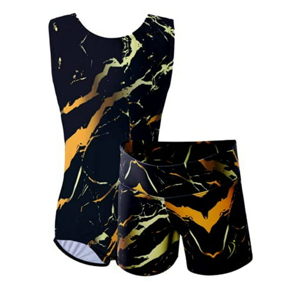 Dancina Marble Line Gymnastics Leotards for Girls with Matching Shorts Ages 4-12