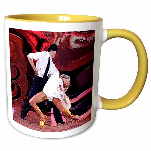 3drose, Dancing, 15oz Two-tone Yellow Mug