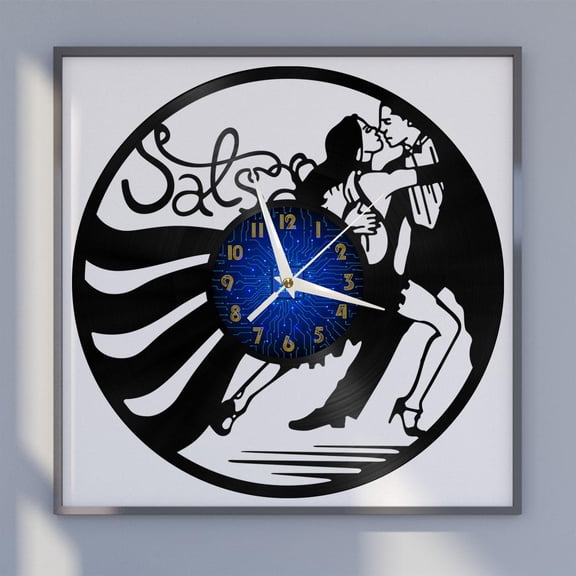 Dancing 2 12 Inch Vinyl Record Wall Clock - Silent, Creative, and Unique Clock for Living Room, Entryway, or Bedroom Decor - Perfect Gift Idea(12 inchs B without LED)
