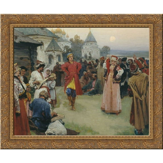 Dancing 24x20 Gold Ornate Wood Framed Canvas Art by Klavdy Lebedev