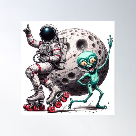 Dancing Alien Poster Wall Art, Modern Wall Decor For Living Room Bedroom, 30x30 UNFRAMED