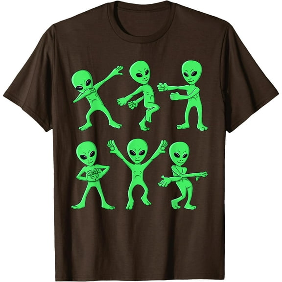Dancing Aliens Dance Challenge Halloween Unisex T-Shirt for Men Women Kids,Dark Chocolate Color,Size 5XL