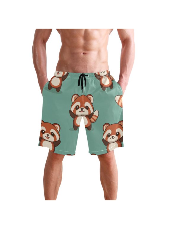 Dancing Baby Raccoons Men's Swim Trunks Beach Shorts Bathing Bottoms XL