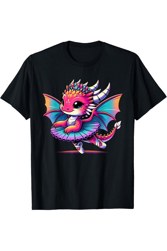 Dancing Ballerina Dragon Ballet T-Shirt Size S-5XL