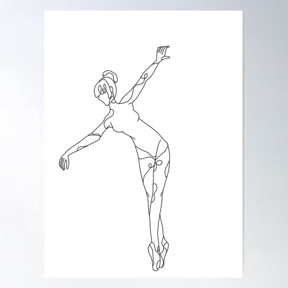 Dancing Ballerina Line Countur Poster Wall Art Modern Wall Decor For Living Room Bedroom Art