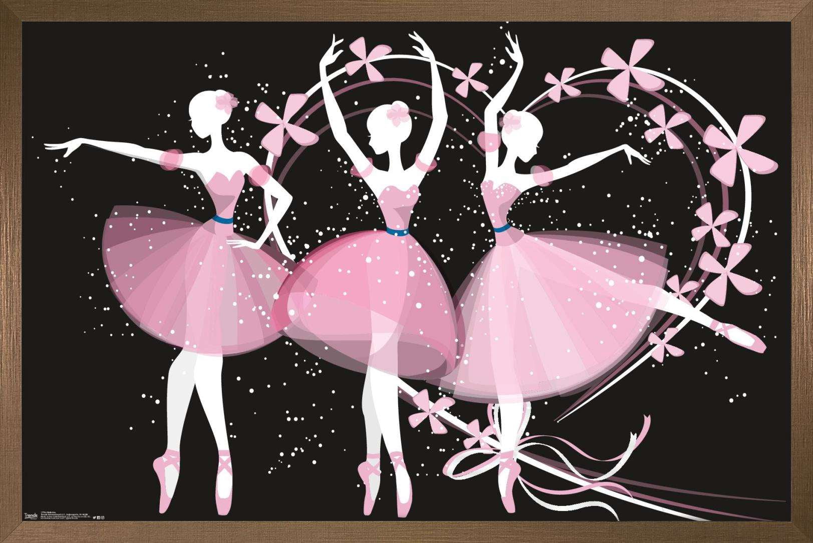 Dancing Ballerinas Wall Poster, 14.725" x 22.375", Framed