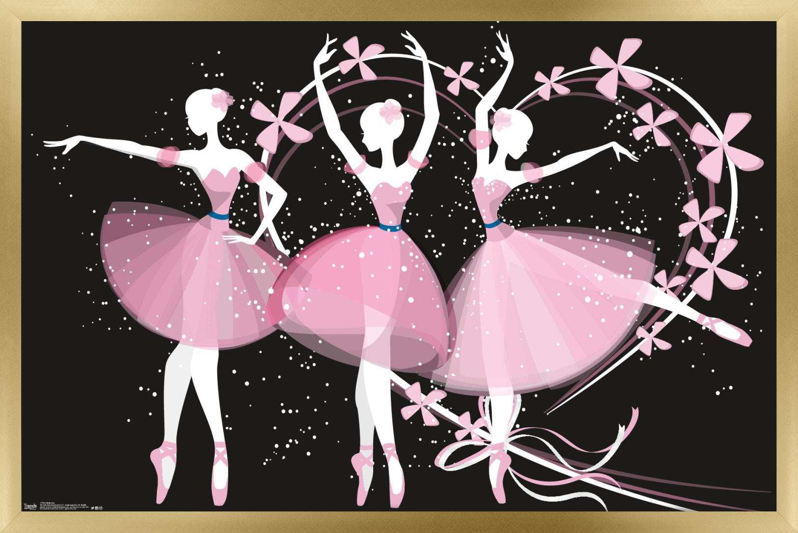 Dancing Ballerinas Wall Poster, 22.375" x 34", Framed
