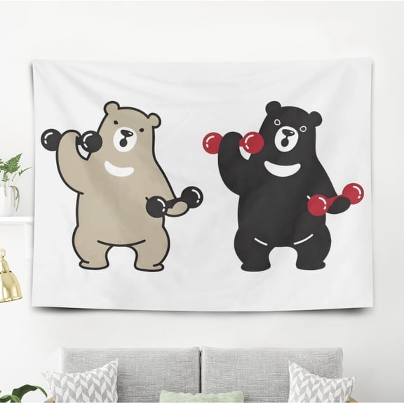Dancing Bear Pattern Wall Hanging 50*60 Inches High-Quality Peach Skin Velvet Material Classic And Charming