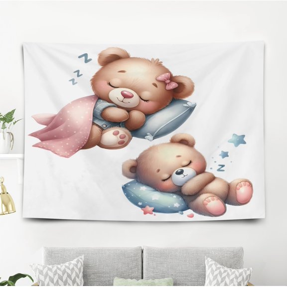 Dancing Bear Pattern Wall Hanging 50*60 Inches High-Quality Peach Skin Velvet Material Classic And Charming