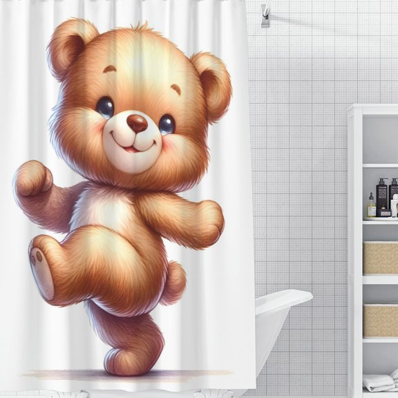 Dancing Bear Shower Curtain 35*70.8 Inches Waterproof And Durable Vivid Patterns Instantly Elevates Bathroom Style