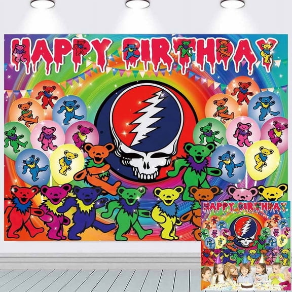 Dancing Bear The Greatful Dead Backdrop Banner Party Supplies Post Birthday Decorations Background for Photography Taspestry