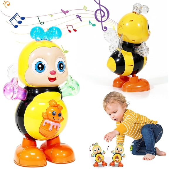 Dancing Bee Toy with Music & LED Lights, Interactive Walking Toy for Toddlers, Electric Interactive Walking Bee for, Sensory Learning Gift for Boys Girls