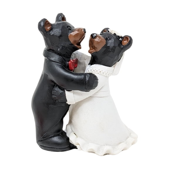 Dancing Bride and Groom Bear Figurine – Resin Black Bear Couple Celebrating Love and Marriage – Rustic Wedding Décor for Cabin or Lodge – Adorable Anniversary Keepsake and Gift for Newlyweds