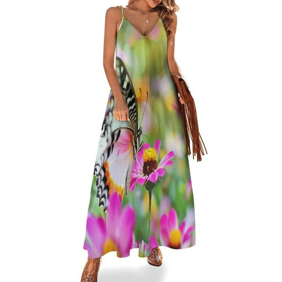 Dancing Butterflies Design Sleeveless Dress Woman Fashion Long Dresses Women's Summer Suit Dress 2025