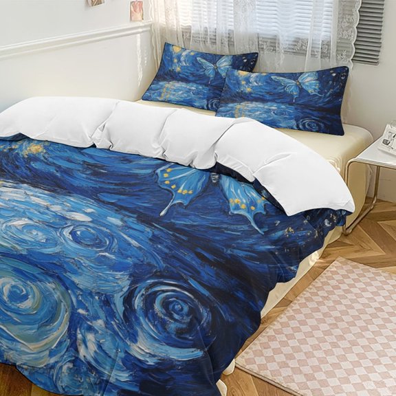 Dancing Butterflies Duvet Cover Set Pattern Soft Bedding Set Comforter Cover Set(1 Duvet Cover + 2 Pillowcases)