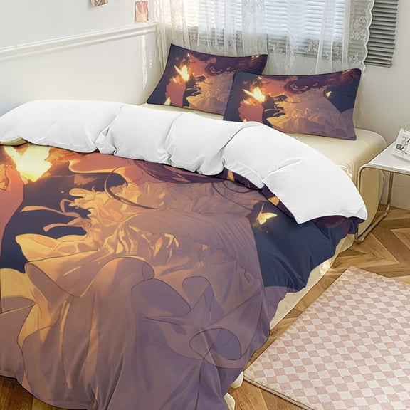 Dancing Butterflies Duvet Cover Set Pattern Soft Bedding Set Comforter Cover Set(1 Duvet Cover + 2 Pillowcases)