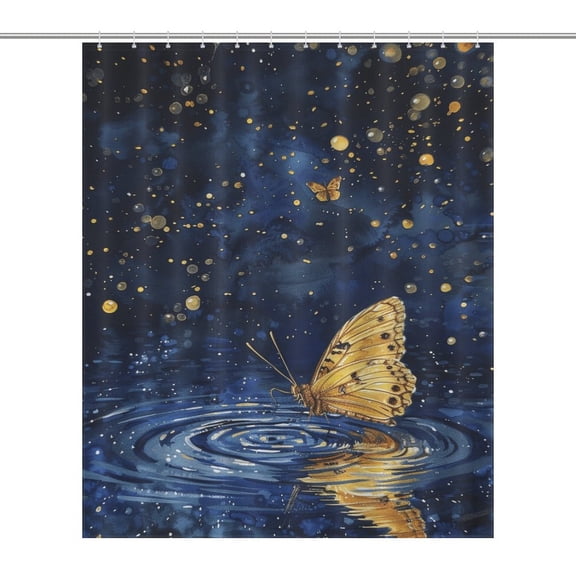 Dancing Butterflies Shower Curtain Cloth Fabric Bathroom Decor with Hooks