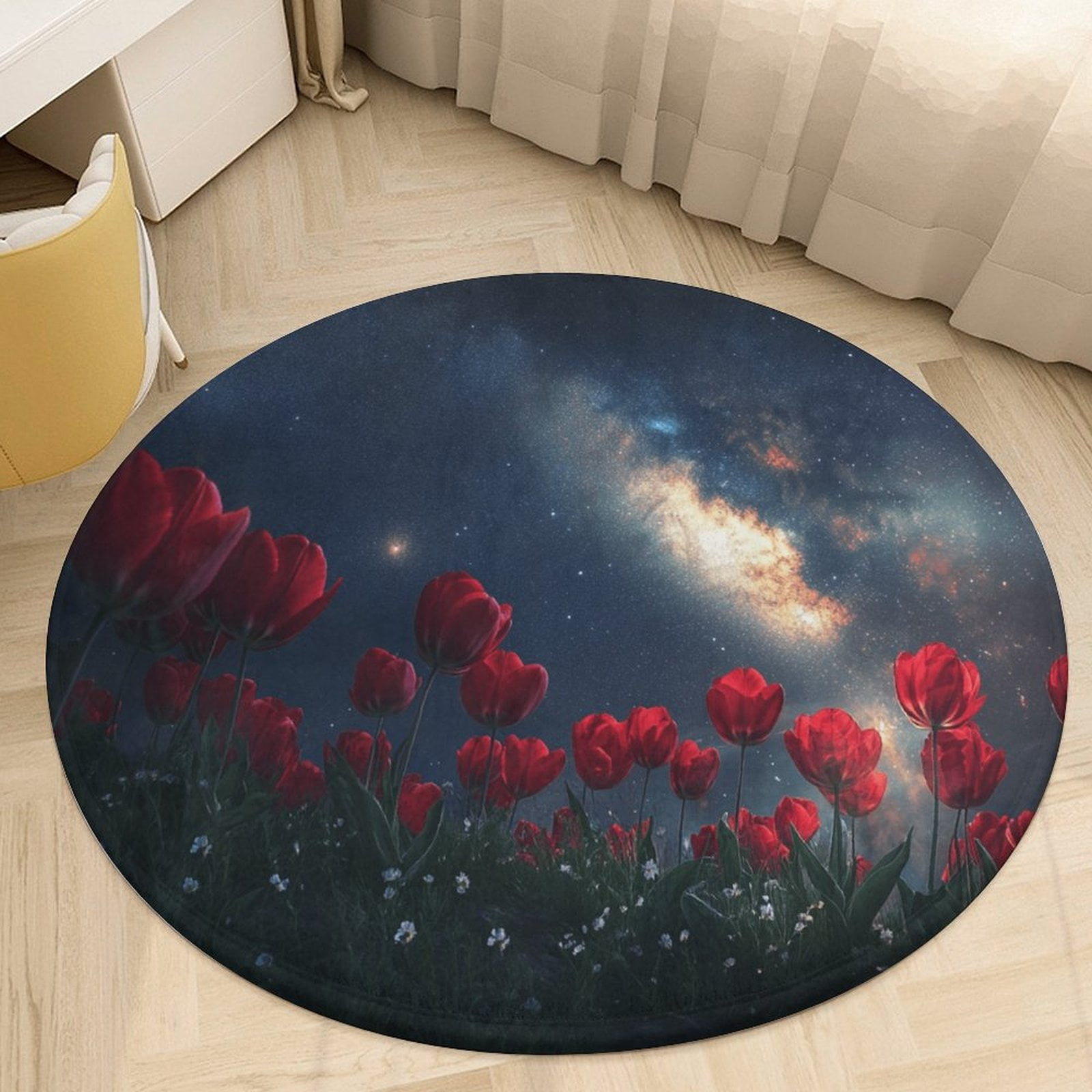 Dancing Butterflies Soft Bedroom Round Area Rug, Washable Cute Circle ...
