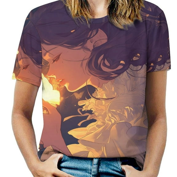 Dancing Butterflies Women's Short Sleeve T-Shirt Crew Neck Casual Summer Trendy Loose Fit Tops