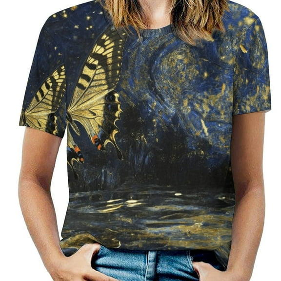 Dancing Butterflies Women's Short Sleeve Tops Casual Blouses T Shirt