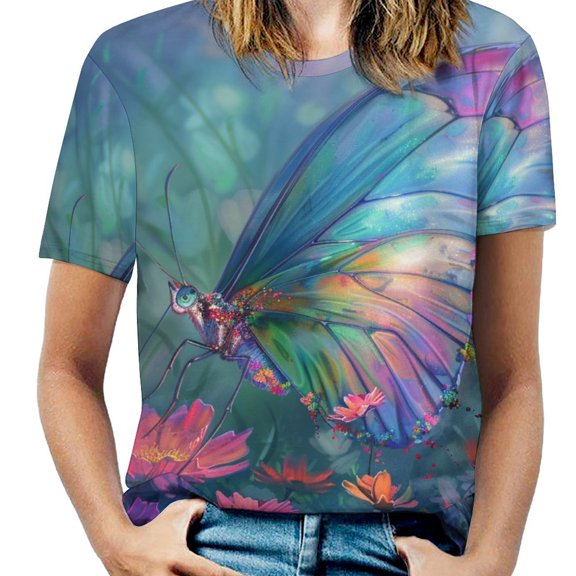 Dancing Butterflies Women's Short Sleeve Tops Casual Blouses T Shirt