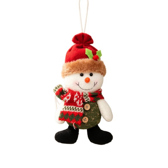 Dancing Christmas Fabric Figurines, Santa & Snowman Hanging Tree Dolls for Holiday Scene Decor