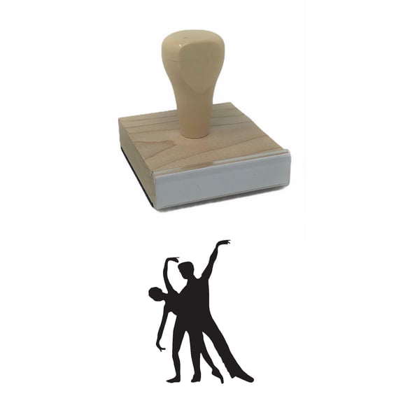 Dancing Couple 3 Rubber Stamp, 2 X 2" Wood Stamp