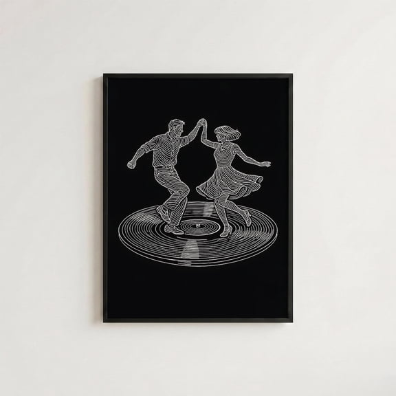 Dancing Couple Vinyl Poster with Minimal Music Room Decor Unframed Paper Print