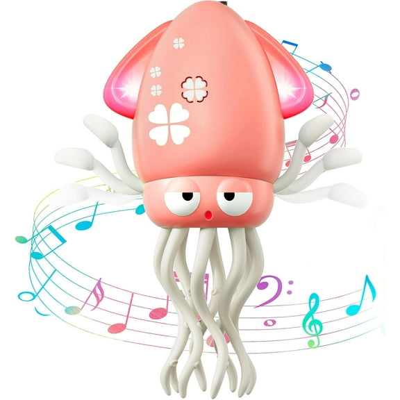 Dancing Crawling Octopus Baby Toy with Music & Lights, USB Rechargeable Tummy Time Toy with Obstacle Avoidance, for Toddlers, Kids, Office Desk Decor, Birthday Gift for Boys & Girls Ages 1-6