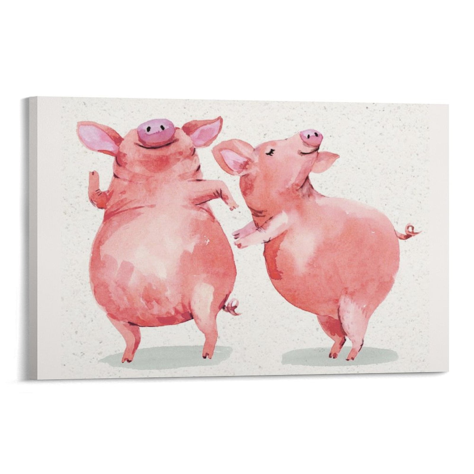 Dancing Cute Funney Piggy Pig Farmhouse Animals Picture Print Wall