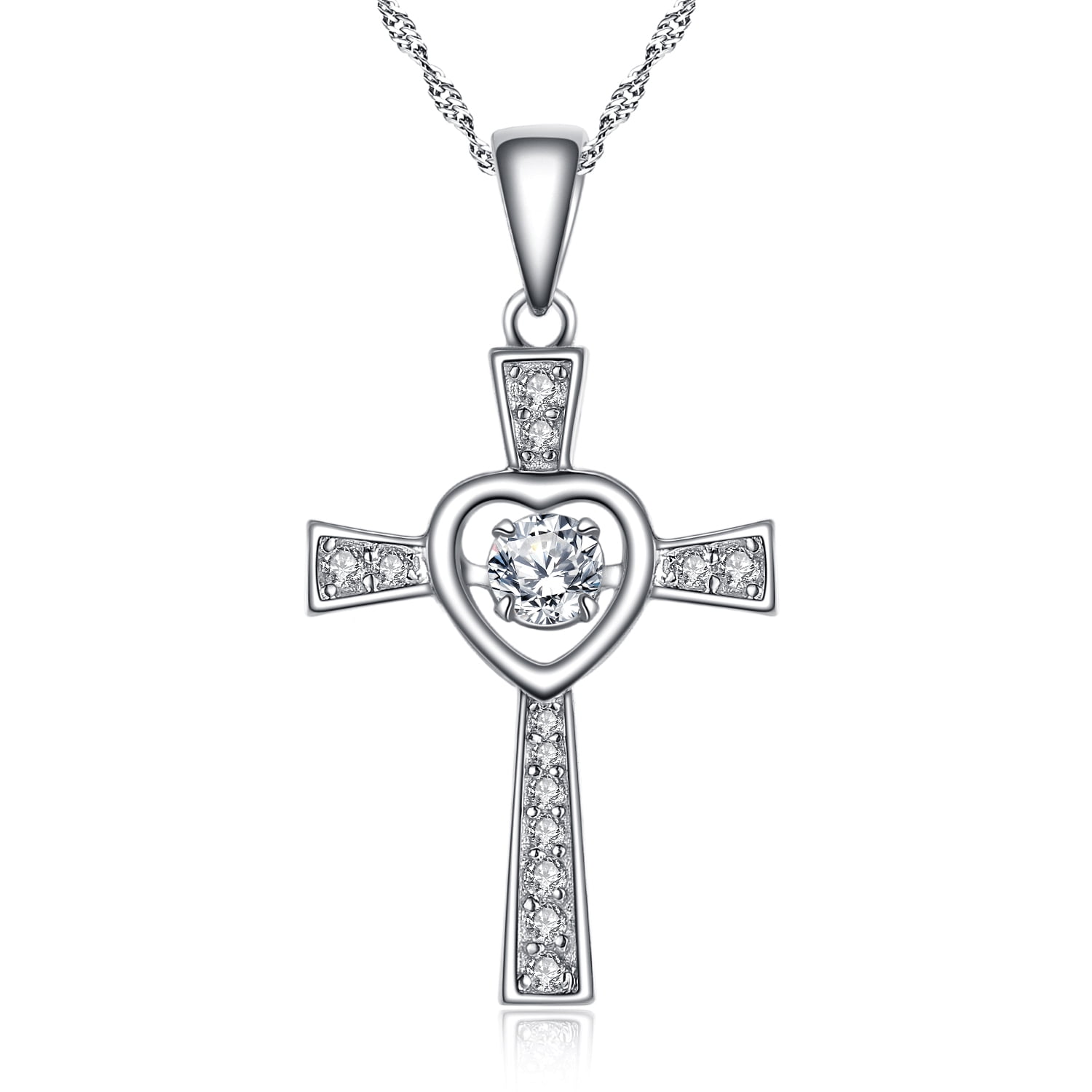 Dancing diamond hotsell cross necklace