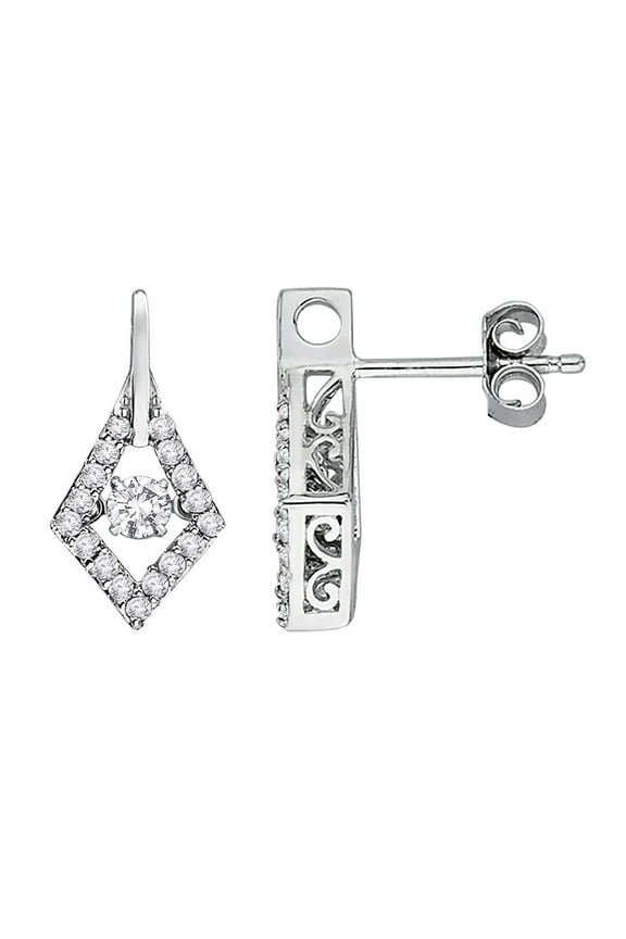 Dancing Diamond Fashion Earrings in 14K White Gold (1/2 cttw)
