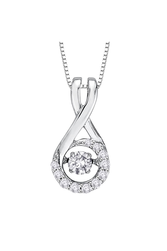 Dancing Diamond Fashion Pendant with Chain in 10K White Gold (1/4 cttw)