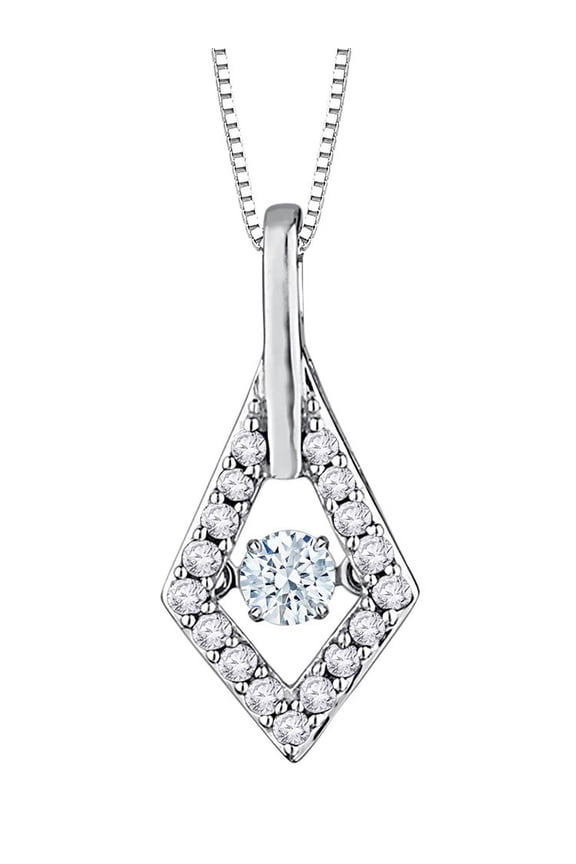 Dancing Diamond Fashion Pendant with Chain in 14K White Gold (1/3 cttw)