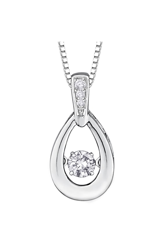 Dancing Diamond Fashion Pendant with Chain in 14K White Gold (1/5 cttw)