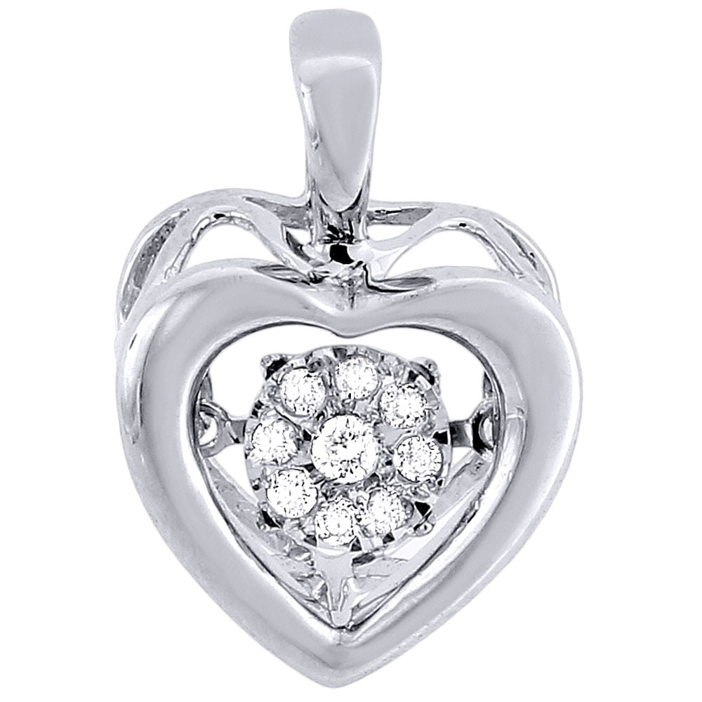 HAPPY HEART PEDANT DIAMOND SILVER NECKLACE