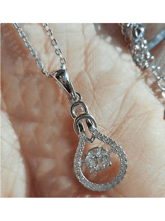 Dancing Diamond Necklace in 925 Sterling Silver - Anniversary Necklace For wife