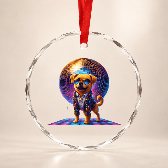 Dancing Dog Disco Ball Puppy Party Pet Animal Glass Ornament