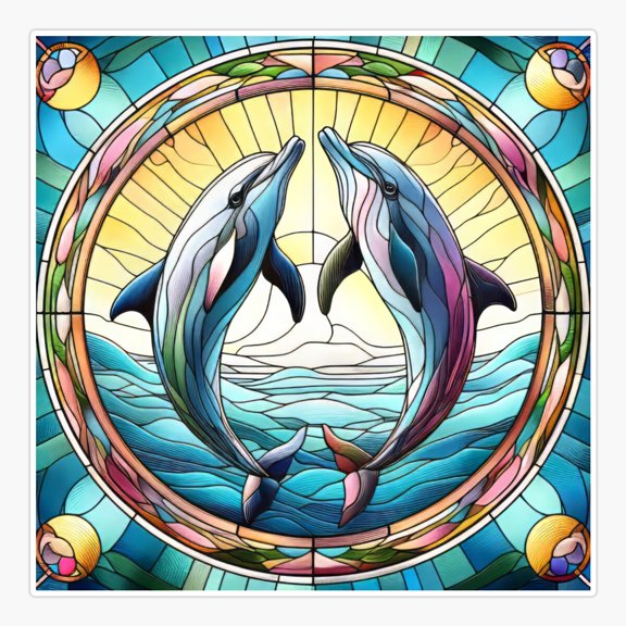 Dancing Dolphins Artistic Ocean Design Sticker