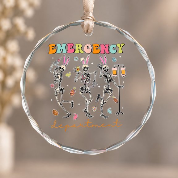 Dancing Emergency Department Er Nurse Theme Ornament, Festive Decor, Circle Glass Ornament