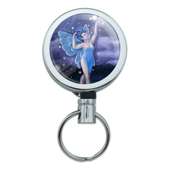 Dancing Fairy Moonlit Night Faerie Retractable Belt Clip Badge Key Holder