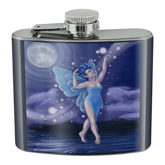 Dancing Fairy Moonlit Night Faerie Stainless Steel 5oz Hip Drink Kidney Flask