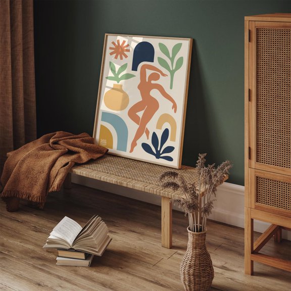 Dancing Figure Abstract Plant Sun Poster, Unframed Size 16x24