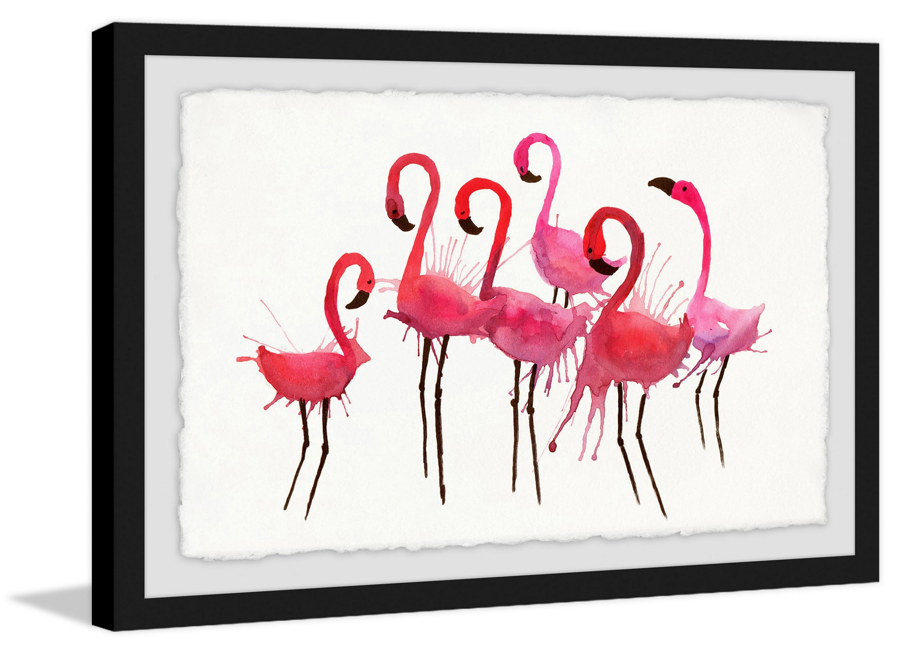 Dancing Flamingos Framed Painting Art Print, 24.00" x 1.50"