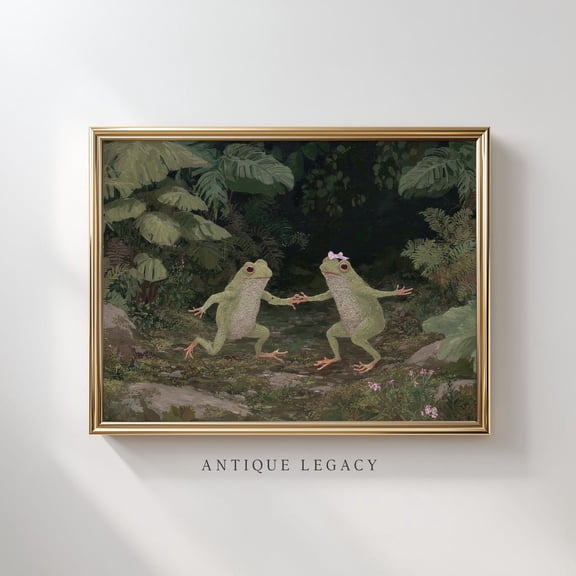 Dancing Frog Couple Whimsical Decor Wall Art