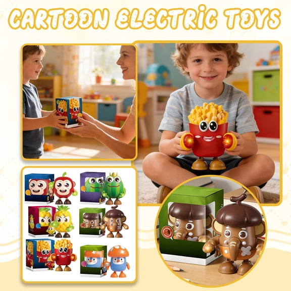 Dancing Fruit Electric Toy Robots, Learning Toys for Toddlers 1-3, Interactive Musical Light-Up Baby Toy, Tummy Time Toy for Motor Skills & Active Play (C)